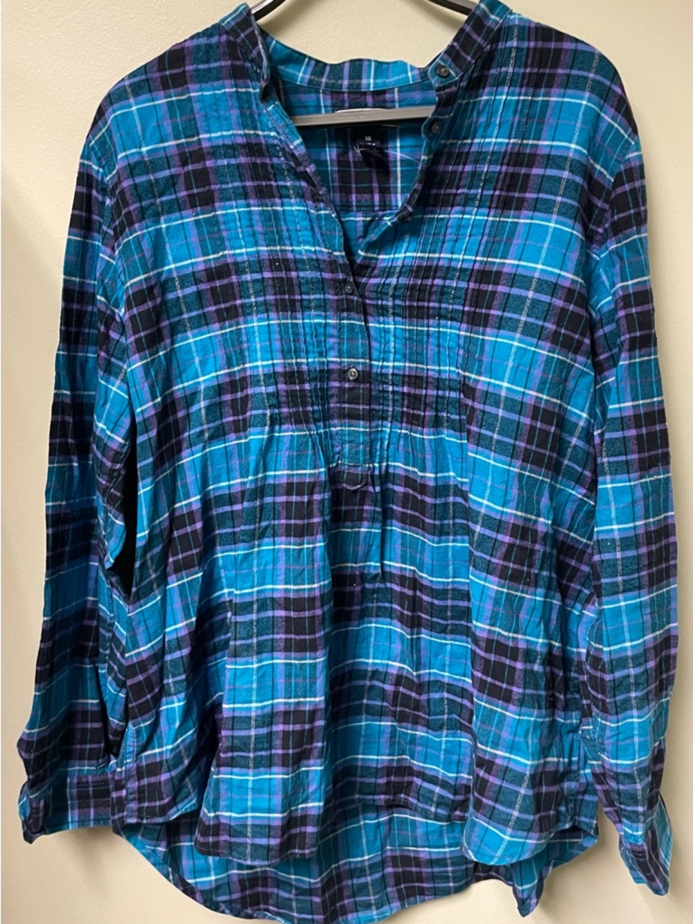 NWOT Lands End- Size 18- quarter button; 100% Cotton Flannel